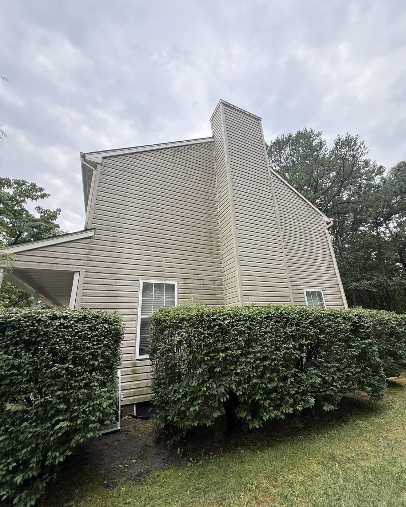 Before — Vinyl siding — pressure washing