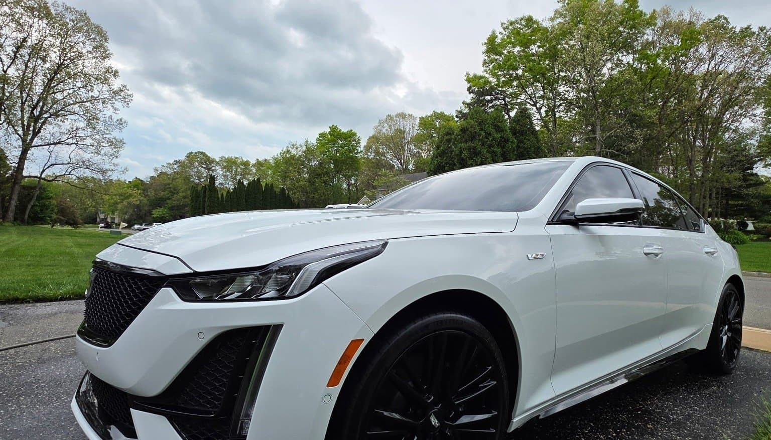 Detailed Cadillac CT5-V parked on a driveway