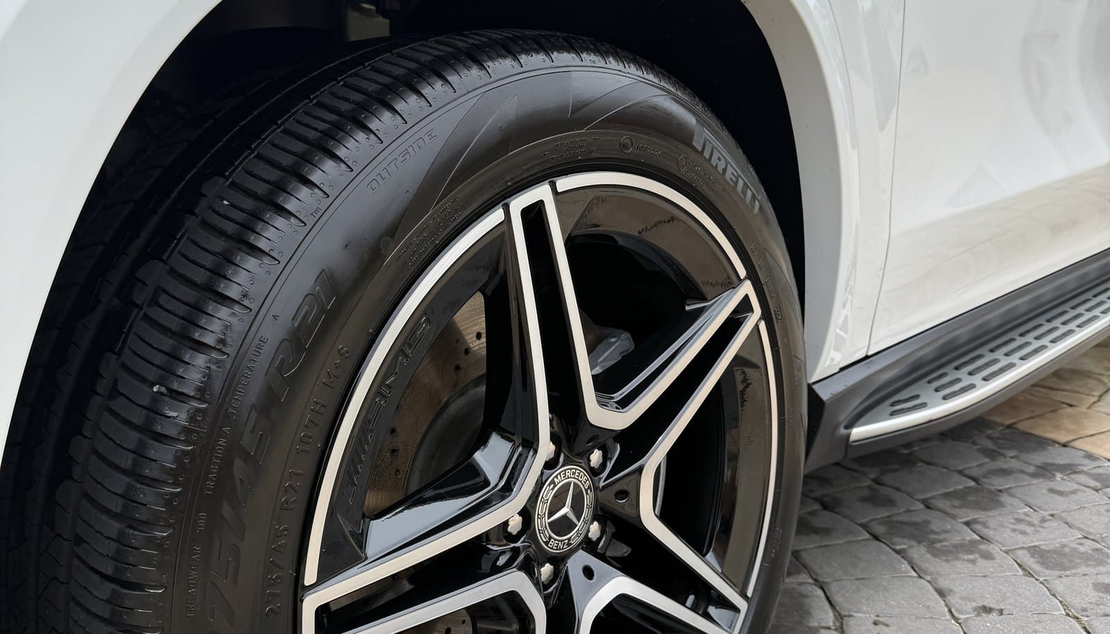 Close-up of a detailed wheel and tire