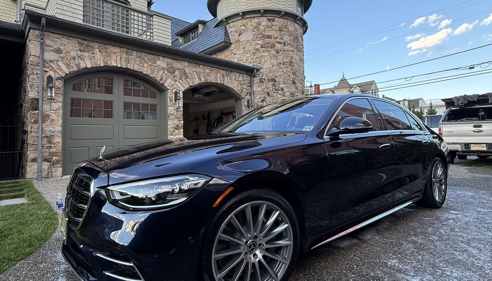 Detailed Mercedes-Benz S-Class in a driveway
